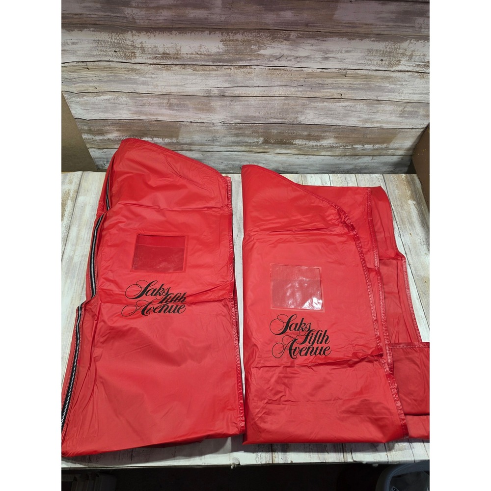 Saks Fifth Avenue Red Garment Bags Set of 2 Long Dress Gown Covers 23x69